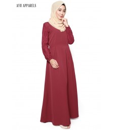 Lace Sleeve Princess Dress Dark Red